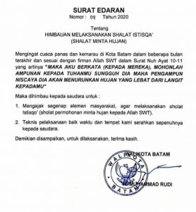Walikota Ajak Masyarakat Salat Minta Hujan