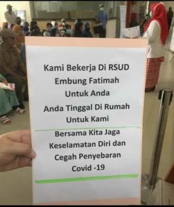 Gerakan “Di Rumah Aja” Dukung Petugas Medis Menggema dari RSUD Embung Fatimah