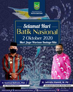 𝗦𝗲𝗹𝗮𝗺𝗮𝘁 𝗛𝗮𝗿𝗶 𝗕𝗮𝘁𝗶𝗸 𝗡𝗮𝘀𝗶𝗼𝗻𝗮𝗹, Bangga, Batam Kini Sudah Punya Batik Khas Sendiri