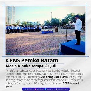 Peluang jadi PNS Pemko Batam Masih Terbuka hingga 21 Juli, Segera Daftar!