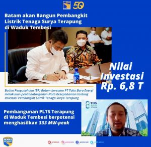 Lagi, HMR Teken Pembangunan PLTS Waduk Tembesi: Investasi Rp6,8 T, Hasilkan 333 MW