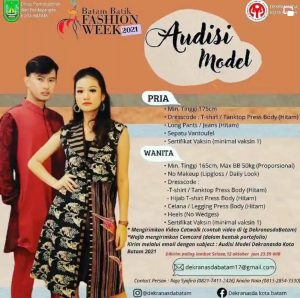 Dekranasda Buka Audisi Model Batam Batik Fashion Week, Pendaftaran Buka 9-12 Oktober
