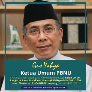 KH Yahya Cholil Staquf (Gus Yahya) terpilih sebagai ketua Umum  PBNU periode 2021-2026