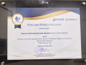 Satu-satunya di Kepri, Media Center Batam Sabet Penghargaan dari Kementrian Kominfo