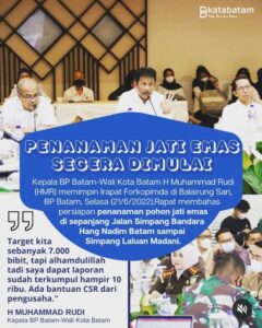 HMR Rakor Bersama Forkompinda, Fix, Agustus BP Batam Tanam 10 Ribu Jati Emas