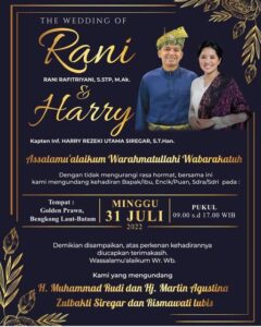 HMR Akan Gelar Resepsi Pernikahan Putrinya dengan Kapten Infanteri TNI AD
