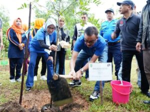 Peringati World Clean-up Day di Nongsa, Sekda Jefridin Mencangkul, Istrinya, Menanam