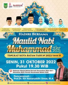 Senin Malam, Imam Besar Masjid Istiqlal Isi Tausyiah Maulid Nabi Tingkat Kota Batam