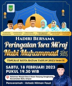 Malam Ini, Ustaz Milenial Isi Peringatan Isra Mikraj Kota Batam di Tanjungsengkuang