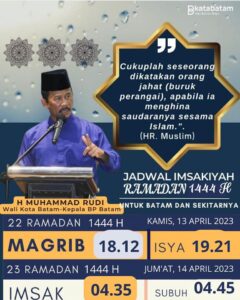 Jadwal Imsakiyah 22 Ramadan 1444 H/2023