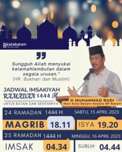Jadwal Imsakiyah 24 Ramadan 1444 H/2023