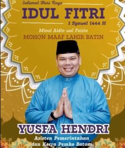 Asisten I Setdako Batam Yusfa Hendri Mengucapkan: Selamat Hari Raya Idulfitri