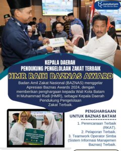 Sama-sama Juara dalam Pengelolaan Zakat, HMR & Baznas Batam Terima Baznas Award