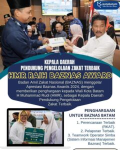 HMR Raih Penghargaan Kepala Daerah Terbaik Indonesia di Baznas Award 2024