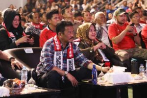 Nobar Timnas v Irak Bersama HMR & Marlin, Ribuan Warga Batam Bikin Sport Hall Gemuruh