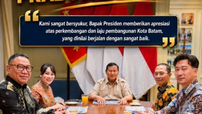 Undang Amsakar-Claudia ke Istana, Presiden Apresiasi Tinggi Capaian Pembangunan Batam